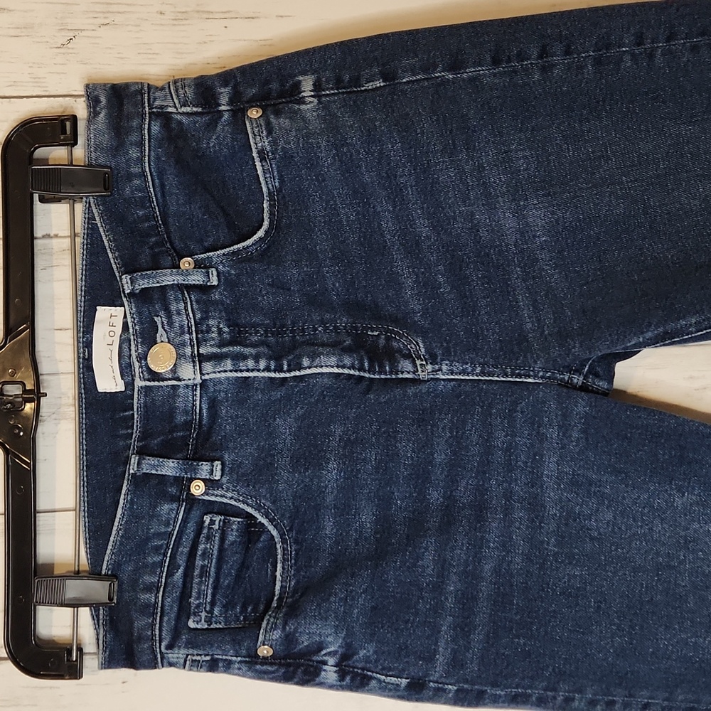 🥳LOFT Dark Blue Hi-Waist Kick Crop Size 6 - Picture 4 of 8
